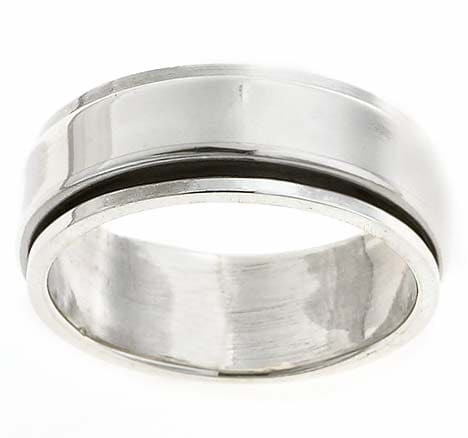 Sterling Silver Mens Pipe cut Spinner Ring  