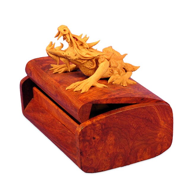 Lucky Dragon Burl Wood Treasure Box - Free Shipping On 