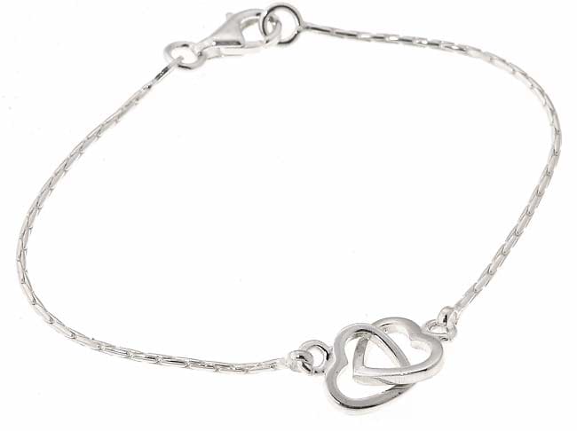 Sterling Silver Double Heart Bracelet  