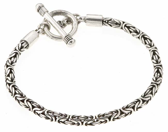 Sterling Silver Bali style Toggle Bracelet  