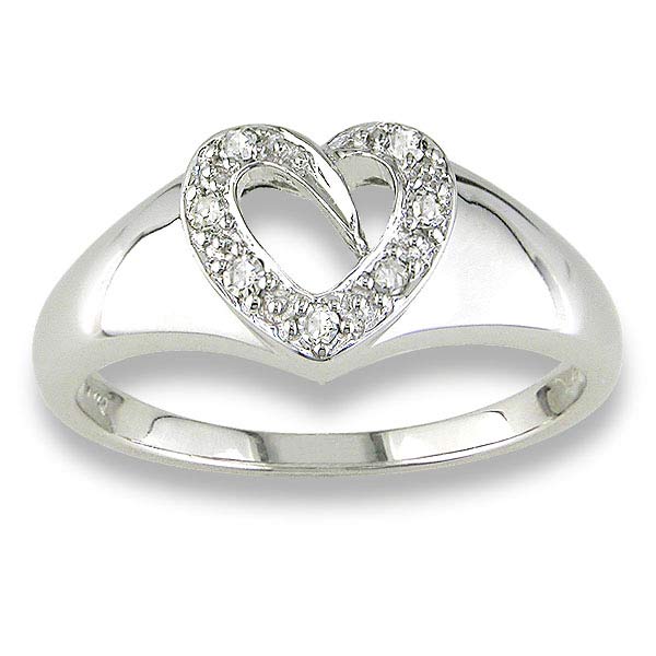 14k White Gold Diamond Heart Ring  