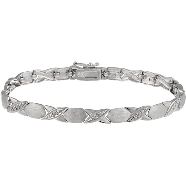 Sterling Silver X and O Diamond Accent Bracelet  