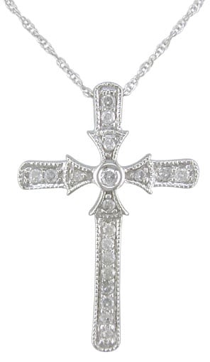 14k White Gold 1/5ct Diamond Maltese Cross  