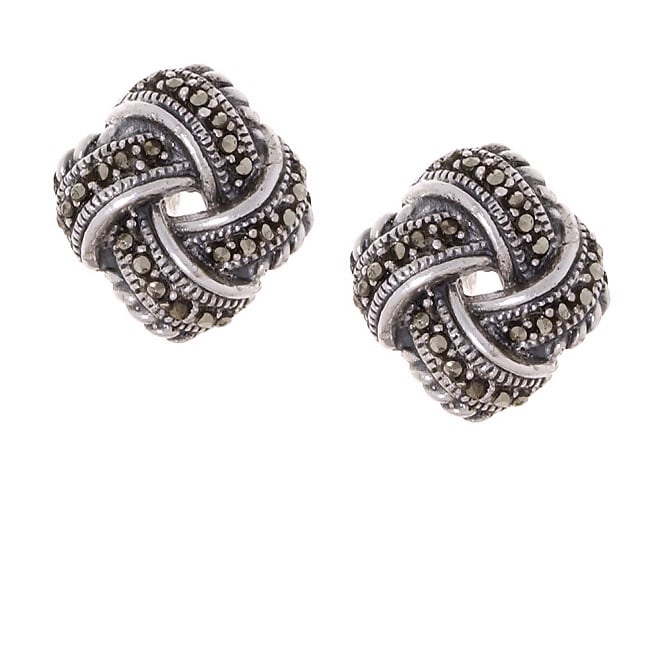 Sterling Silver Marcasite Love Knot Earrings  