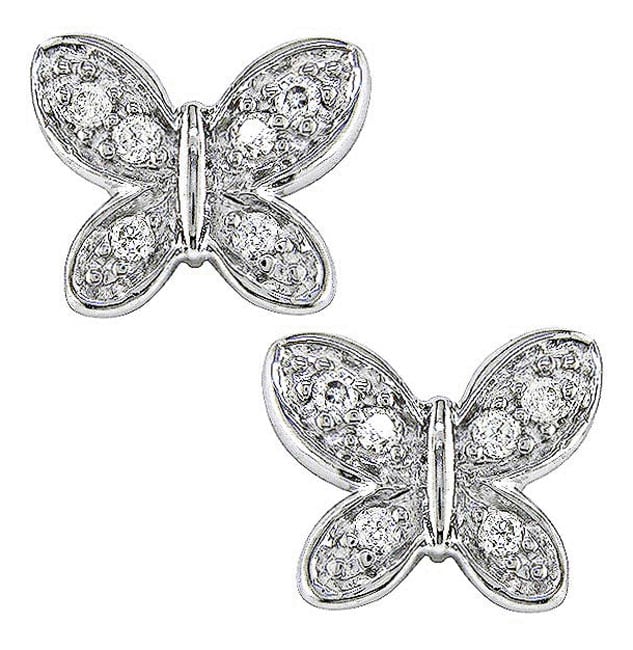 14k White Gold Butterfly Earrings  