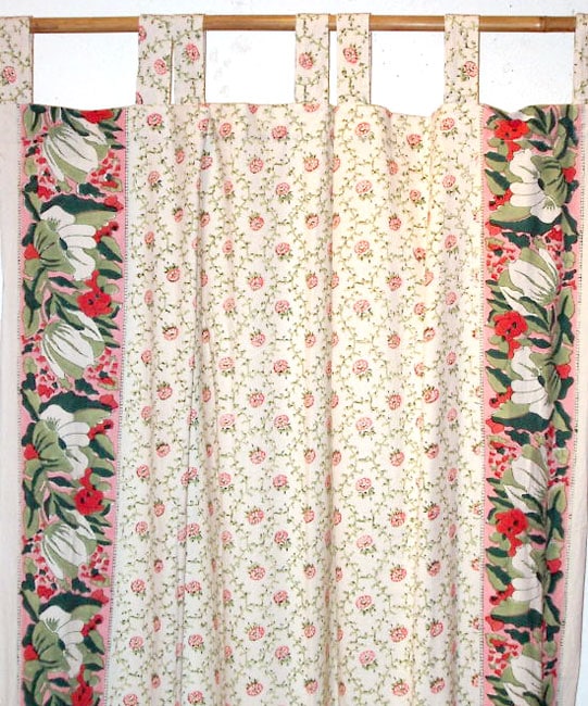 Pretty Floral Curtain Hand-block Printed (India) - Free Shipping ...