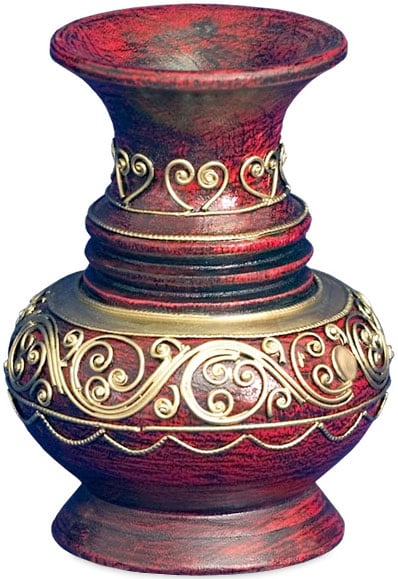 Lacquer Vase with Painted Gold Highlights  