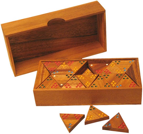 Handcrafted Wood Tri dominoes Game  