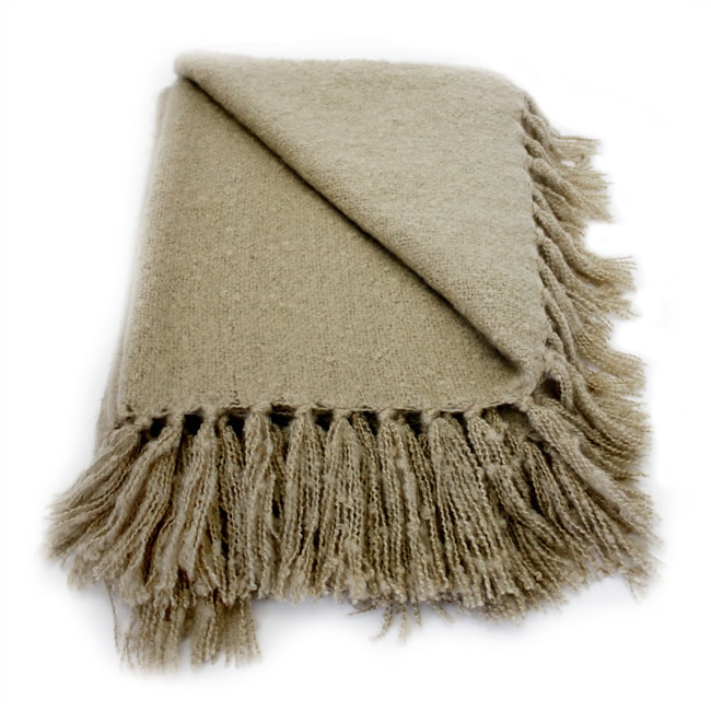 Liz Camel Acrylic Mohair Throw