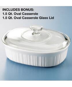 French White 1.5-quart Oval Casserole Dish with Lid