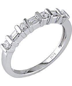   White Gold 1/3ct TDW Round and Baguette Diamond Wedding Band (G H, SI