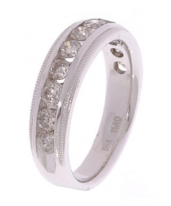 14 kt White Gold 1 ct .Diamond Millegrain Channel Band  