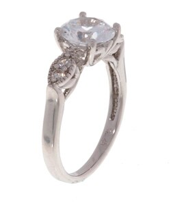 Sterling Silver Round cut CZ Trellis Ring  