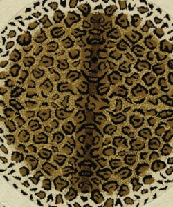 Handmade  Leopard Print Wool Rug (36 Round)  