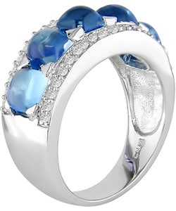 14k Gold Cabochon Topaz 1/4ct TDW Diamond Ring  