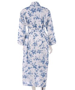 Crabtree and Evelyn Blue Rose Print Shawl Collar Robe - Overstock ...