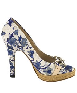 gucci blue floral heels