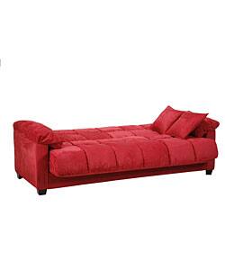 melodi Hæderlig bestille Madras Crimson Red Microfiber Futon Sofa Bed - Overstock - 3108410