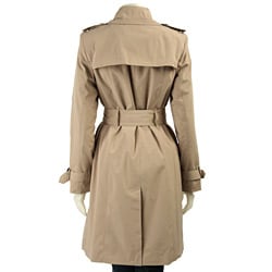 London Fog Womens Round Buckle Trench Coat  