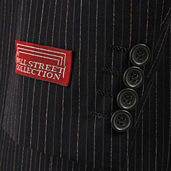 Wall Street Collection Mens Navy Multistripe Suit  