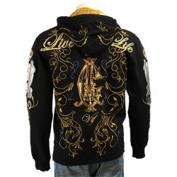 Christian Audigier Mens Black Live Life Hoodie  