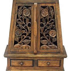 Carved Vintage Roses Storage Cabinet/ End Table