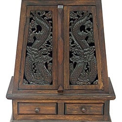 Carved Thai Dragons Storage Cabinet/ End Table