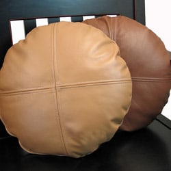 round leather pillow