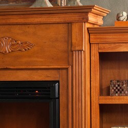 preview thumbnail 2 of 1, Peyton Oak Electric Fireplace with Bookcase