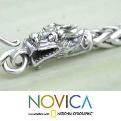Sterling Silver Loyal Dragon Chain Necklace (Thailand)   