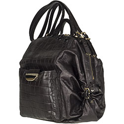 Versace Black Croco Stamped Tote Bag  