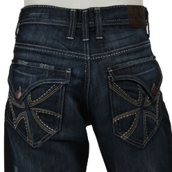 mens jeans with cross on back pocket