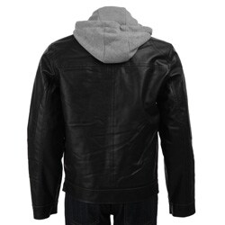 guess leather hooded jacket