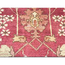 Indo Oushak Vegetable dyed Burgundy/ Green Rug (10' x 13'8) 7x9   10x14 Rugs