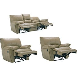 Oakley Tan Reclining Leather Sofa and Two Reclining Chairs