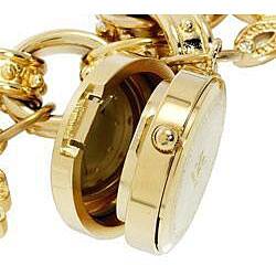 Ak Anne Klein Women S Goldtone Charm Bracelet Watch Overstock
