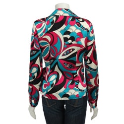 Lafayette 148 Womens Glam Mod Print Jasmine Silk Blouse