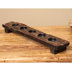 Reclaimed Wood Tea Light Candle Holder (India)  