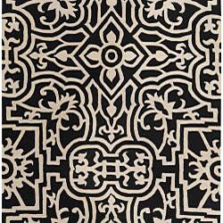 preview thumbnail 2 of 1, Hand-tufted Izmit Black Wool Rug (8' x 11')