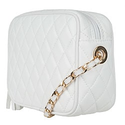 white leather quilted bag