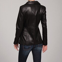 Jones New York Women's Placket Front Leather Jacket - Overstock - 4871582