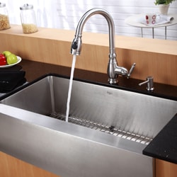   Steel Farmhouse Kitchen Sink/ Faucet/ Soap Dispenser  