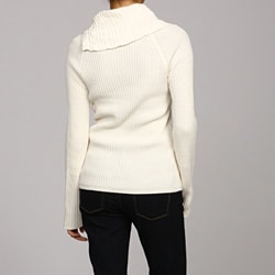 Stephanie Rogers Womens Button Mock Neck Sweater  