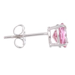 14k White Gold Pink Topaz Round Stud Earrings  