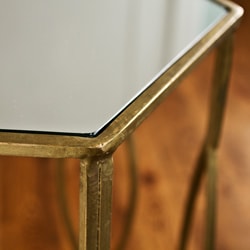 preview thumbnail 2 of 1, Brass-plated Iron and Glass Hexagonal Side Table (India)