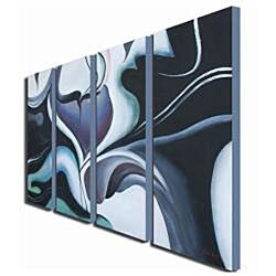 Hand-painted 'Swirling Smoke' 4-piece Art Set - Overstock - 5285978
