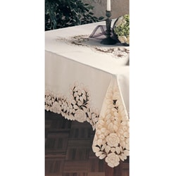 Embroidered Floral Cut work White 54 inch Square Tablecloth