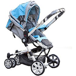 BeBeLove 2 in 1 Aqua Blue Bassinet Stroller