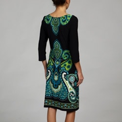 Glamour Womens 3/4 Sleeve Border Print Dress  