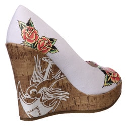Ed Hardy Women's 'Coralie' White Canvas Wedges - Free Shipping Today ...